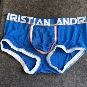Andrew Christian Blue Briefs with Colorful Waistband